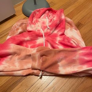 oversized pink tie die sweatshirt